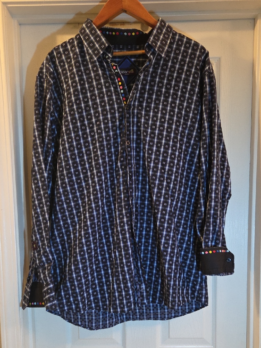 Franco Negretti 3XL Men's Luxury Button Down Shirt w/ Embroidered Trim